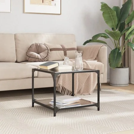 Mesa de centro superficie vidrio negro y acero 50x50x40 cm de , Mesas de centro - Ref: Foro24-845972, Precio: 42,22 €, Descue...
