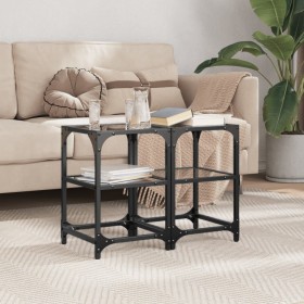 Mesas de centro 2 uds acero y tapa de vidrio negro 30x30x45 cm de , Mesas de centro - Ref: Foro24-846001, Precio: 48,52 €, De...