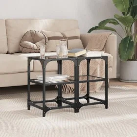 Mesas de centro 2 uds acero y tapa de vidrio negro 30x30x45 cm de , Mesas de centro - Ref: Foro24-846001, Precio: 47,92 €, De...