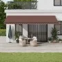 Toldo retráctil manual con luces LED marrón 600x350 cm de , Toldos - Ref: Foro24-3215416, Precio: 581,49 €, Descuento: %