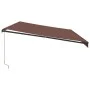 Toldo retráctil manual con luces LED marrón 600x350 cm de , Toldos - Ref: Foro24-3215416, Precio: 581,49 €, Descuento: %