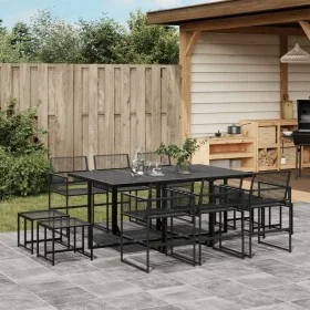 Set de comedor de jardín 11 pzas ratán sintético negro de , Conjuntos de jardín - Ref: Foro24-3295044, Precio: 493,38 €, Desc...