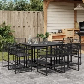 Juego de comedor de jardín 9 piezas ratán sintético negro de , Conjuntos de jardín - Ref: Foro24-3295038, Precio: 448,12 €, D...