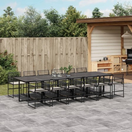 Set comedor de jardín con cojines 13 pzas ratán sintético negro de , Conjuntos de jardín - Ref: Foro24-3295012, Precio: 891,6...