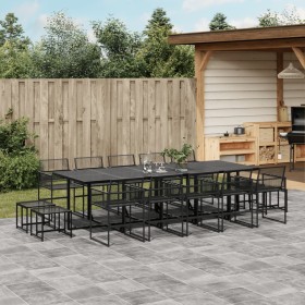 Set de comedor de jardín 15 pzas ratán sintético negro de , Conjuntos de jardín - Ref: Foro24-3295046, Precio: 813,34 €, Desc...
