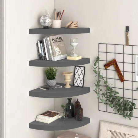 Corner floating shelves 4 pcs glossy gray MDF 35x35x3.8 cm by vidaXL, Shelves and shelves - Ref: Foro24-323915, Price: 57,29 ...