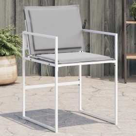 Sillas de jardín con cojines 4 uds acero y textilene blanco de , Sillas de jardín - Ref: Foro24-4008587, Precio: 160,54 €, De...