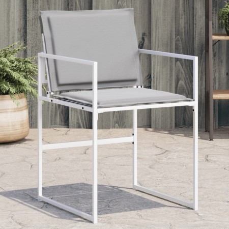 Sillas de jardín con cojines 4 uds acero y textilene blanco de , Sillas de jardín - Ref: Foro24-4008587, Precio: 160,54 €, De...