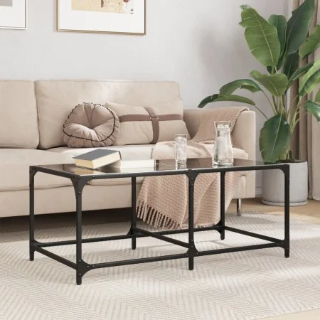 Mesa de centro superficie de vidrio acero negra 98,5x50x40 cm de , Mesas de centro - Ref: Foro24-845979, Precio: 47,63 €, Des...