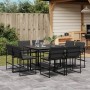 Juego de comedor de jardín 9 piezas con cojines textileno negro de , Conjuntos de jardín - Ref: Foro24-3295078, Precio: 434,5...