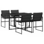 Juego de comedor de jardín 5 pzas con cojines textileno negro de , Conjuntos de jardín - Ref: Foro24-3295073, Precio: 258,01 ...