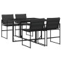 Juego de comedor de jardín 5 pzas con cojines textileno negro de , Conjuntos de jardín - Ref: Foro24-3295073, Precio: 262,19 ...