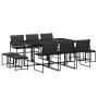 Juego de comedor de jardín 11 pzas con cojines textileno negro de , Conjuntos de jardín - Ref: Foro24-3295084, Precio: 477,18...