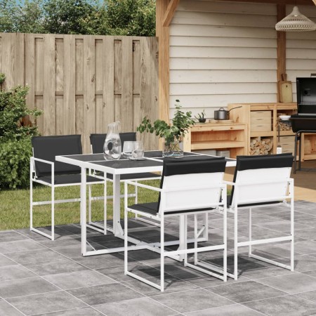 Juego de comedor de jardín 5 pzas con cojines textilene blanco de , Conjuntos de jardín - Ref: Foro24-3295103, Precio: 261,81...