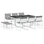 Juego de comedor de jardín 11 pzas con cojines textilene blanco de , Conjuntos de jardín - Ref: Foro24-3295099, Precio: 472,0...
