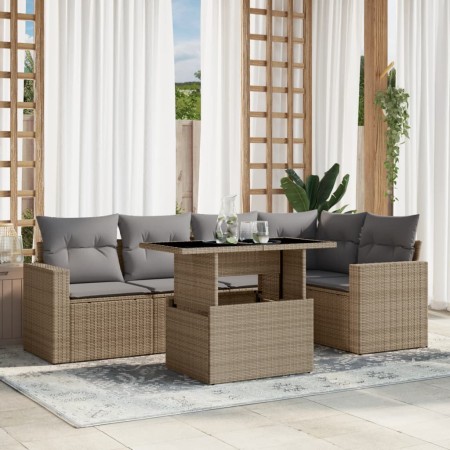 Juego de sofás jardín con cojines 6 pzas ratán sintético beige de , Conjuntos de jardín - Ref: Foro24-3267259, Precio: 428,85...