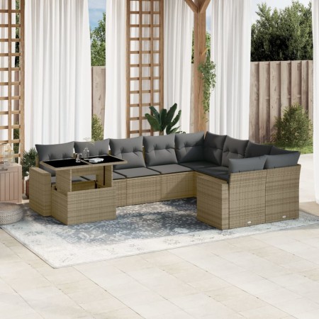 Juego de sofás jardín con cojines beige 10 pzas ratán sintético de , Conjuntos de jardín - Ref: Foro24-3267509, Precio: 629,8...