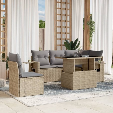Juego de sofás jardín con cojines 6 pzas ratán sintético beige de , Conjuntos de jardín - Ref: Foro24-3267909, Precio: 433,46...