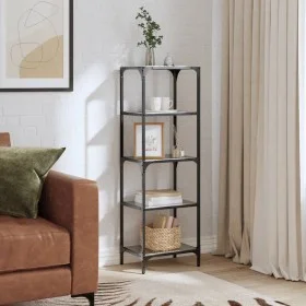 Estantería superficie de vidrio negro acero 40x30x123 cm de , Perchas y estanterías - Ref: Foro24-846041, Precio: 66,38 €, De...