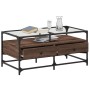 Mesa de centro con puertas de vidrio marrón roble 68,5x50x50 cm de , Mesas de centro - Ref: Foro24-846048, Precio: 96,26 €, D...