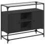 Aparador tapa de cristal y madera ingeniería negro 98x35x81 cm de , Aparadores - Ref: Foro24-846069, Precio: 106,71 €, Descue...