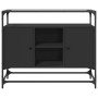 Aparador tapa de cristal y madera ingeniería negro 98x35x81 cm de , Aparadores - Ref: Foro24-846069, Precio: 106,71 €, Descue...