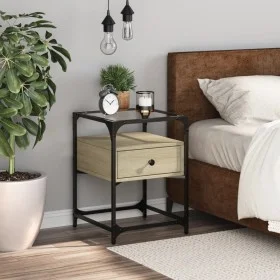 Mesita de noche madera de ingeniería roble Sonoma 40x40x55 cm de , Mesitas de noche - Ref: Foro24-846076, Precio: 54,07 €, De...