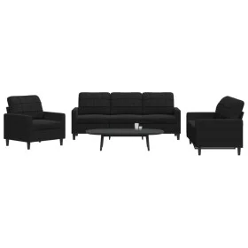 Schwarzes Samt-Sofaset mit 3 Kissenstücken. von , Sofas - Ref: Foro24-3278356, Preis: 642,98 €, Rabatt: %