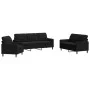 Schwarzes Samt-Sofaset mit 3 Kissenstücken. von , Sofas - Ref: Foro24-3278356, Preis: 642,98 €, Rabatt: %