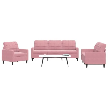 Juego de sofás con cojines 3 piezas terciopelo rosa de , Sofás - Ref: Foro24-3278354, Precio: 717,82 €, Descuento: %