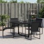 Sillas de jardín con cojines 4 unidades acero y textilene negro de , Sillas de jardín - Ref: Foro24-4008593, Precio: 119,66 €...