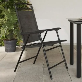 Sillas de jardín plegables 4 uds acero y textileno gris melange de , Sillas de jardín - Ref: Foro24-3157293, Precio: 175,68 €...