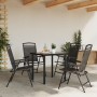 Sillas de jardín plegables 4 uds acero y textileno gris melange de , Sillas de jardín - Ref: Foro24-3157293, Precio: 162,27 €...