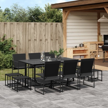 Juego de comedor de jardín 11 piezas textileno negro de , Conjuntos de jardín - Ref: Foro24-3295129, Precio: 434,68 €, Descue...