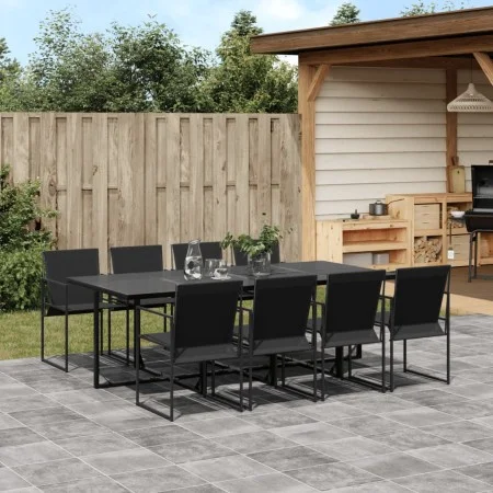Juego de comedor para jardín 9 piezas textilene negro de , Conjuntos de jardín - Ref: Foro24-3295120, Precio: 444,75 €, Descu...
