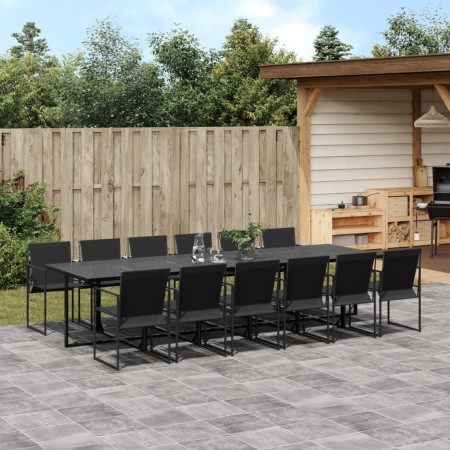 Juego de comedor de jardín 13 piezas textileno negro de , Conjuntos de jardín - Ref: Foro24-3295122, Precio: 705,04 €, Descue...