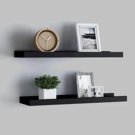 Repisa para marcos de fotos 2 uds MDF negro 60x9x3 cm de vidaXL, Estantes y estanterías - Ref: Foro24-323932, Precio: 22,20 €...