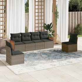 Set de muebles de jardín 6 pzas y cojines ratán sintético gris en Conjuntos de jardín | Comprar online en Foru.es