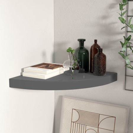 Estante flotante de esquina gris brillante MDF 35x35x3,8 cm de vidaXL, Estantes y estanterías - Ref: Foro24-323913, Precio: 3...