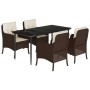 Set comedor de jardín 5 piezas y cojines ratán sintético marrón de , Conjuntos de jardín - Ref: Foro24-3211937, Precio: 542,0...