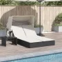 Tumbona doble con capota y cojines ratán sintético negro by , Loungers - Ref: Foro24-368637, Price: 255,96 €, Discount: %