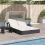 Tumbona doble con capota y cojines ratán sintético negro de , Tumbonas - Ref: Foro24-368637, Precio: 260,32 €, Descuento: %