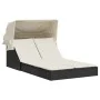 Tumbona doble con capota y cojines ratán sintético negro by , Loungers - Ref: Foro24-368637, Price: 255,96 €, Discount: %