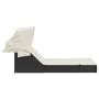 Tumbona doble con capota y cojines ratán sintético negro by , Loungers - Ref: Foro24-368637, Price: 255,96 €, Discount: %