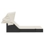 Tumbona doble con capota y cojines ratán sintético negro de , Tumbonas - Ref: Foro24-368637, Precio: 260,32 €, Descuento: %