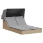 Tumbona doble con capota y cojines ratán sintético beige de , Tumbonas - Ref: Foro24-368640, Precio: 280,84 €, Descuento: %