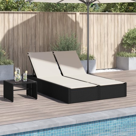 Tumbona doble con cojines ratán sintético negro de , Tumbonas - Ref: Foro24-368628, Precio: 253,97 €, Descuento: %