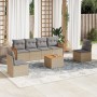 Set sofás de jardín 7 piezas y cojines ratán sintético beige en Conjuntos de jardín | Comprar online en Foru.es