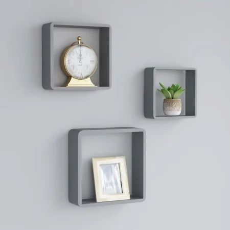 Estantes cubo de pared 3 unidades MDF gris de vidaXL, Estantes y estanterías - Ref: Foro24-323954, Precio: 41,58 €, Descuento: %