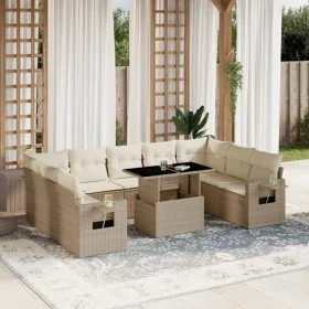Juego de sofás jardín con cojines beige 10 pzas ratán sintético de , Conjuntos de jardín - Ref: Foro24-3268108, Precio: 722,4...